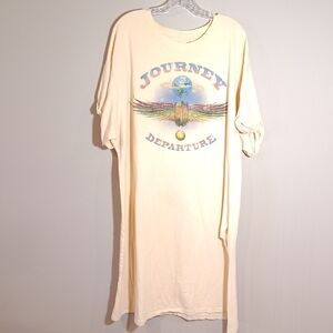 Journey Departure Tour Print Short Cuffed Sleeve T-Shirt Dress Cream XXL